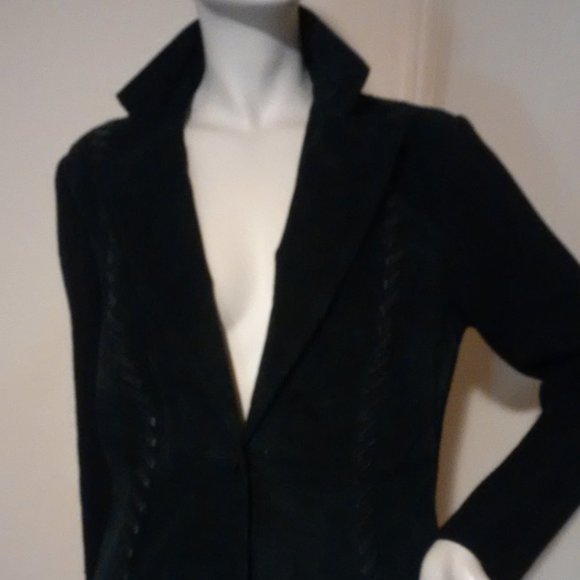 Gorgeous Suede, Leather and Real Fur Collar Sweater - Picture 2 of 10